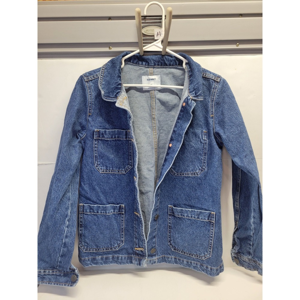 Vtg Old Navy Womens XS Blue Denim Jean Jacket Utility Chore Coat Pockets